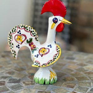 Vintage Hand Painted Barcelos Portugese Ceramic Good Luck Rooster 8.5" x 5.5"